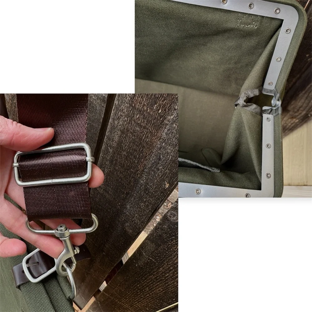 Line Of Trade Cotton Canvas Weekender Bag In Olive/Khaki With Brown Leather